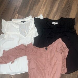 Express J.Crew Loft Elegant Women's Blouse Bundle Lot- Black, White, and Pink